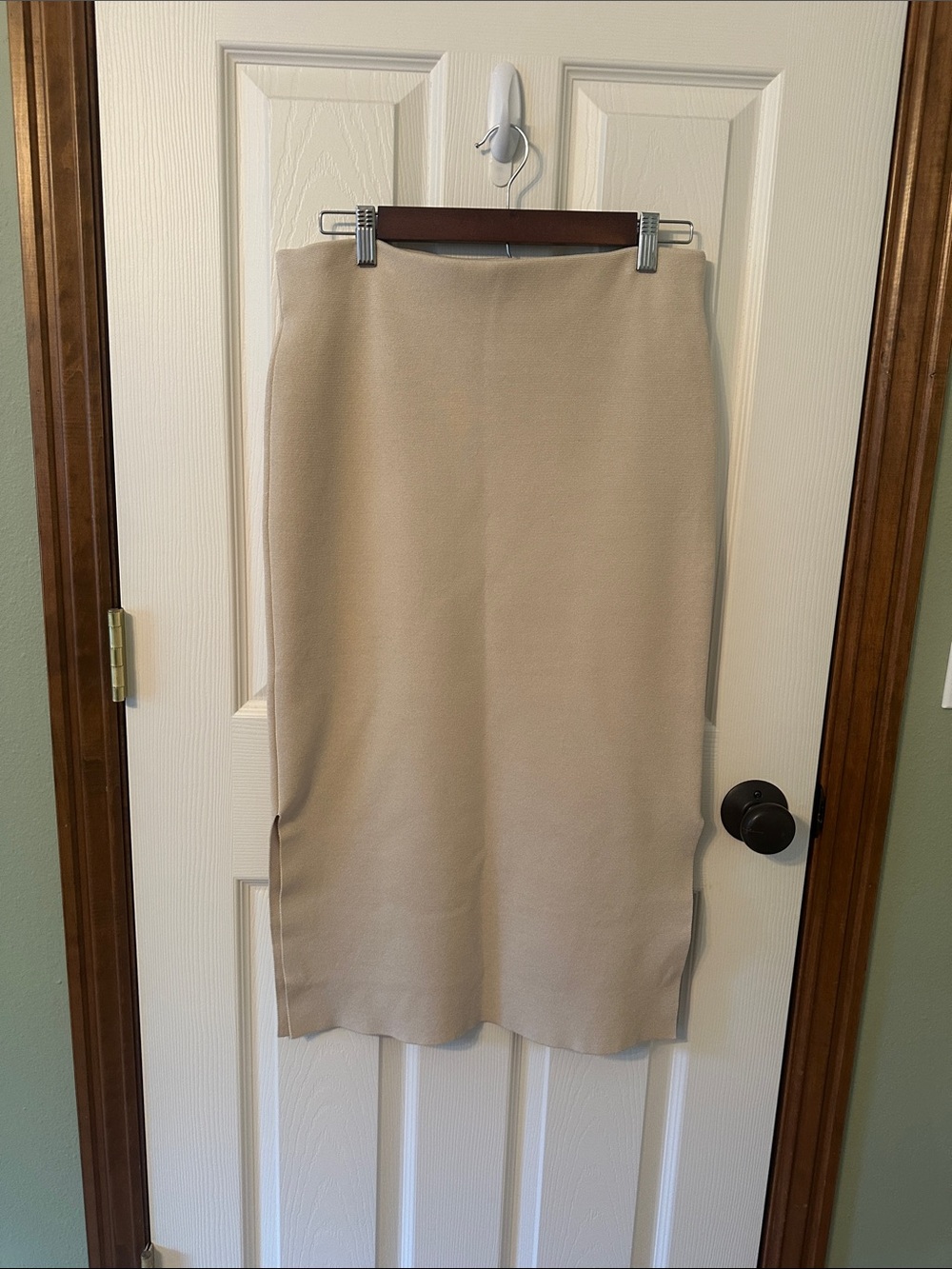 Express Neutral Beige Midi Skirt